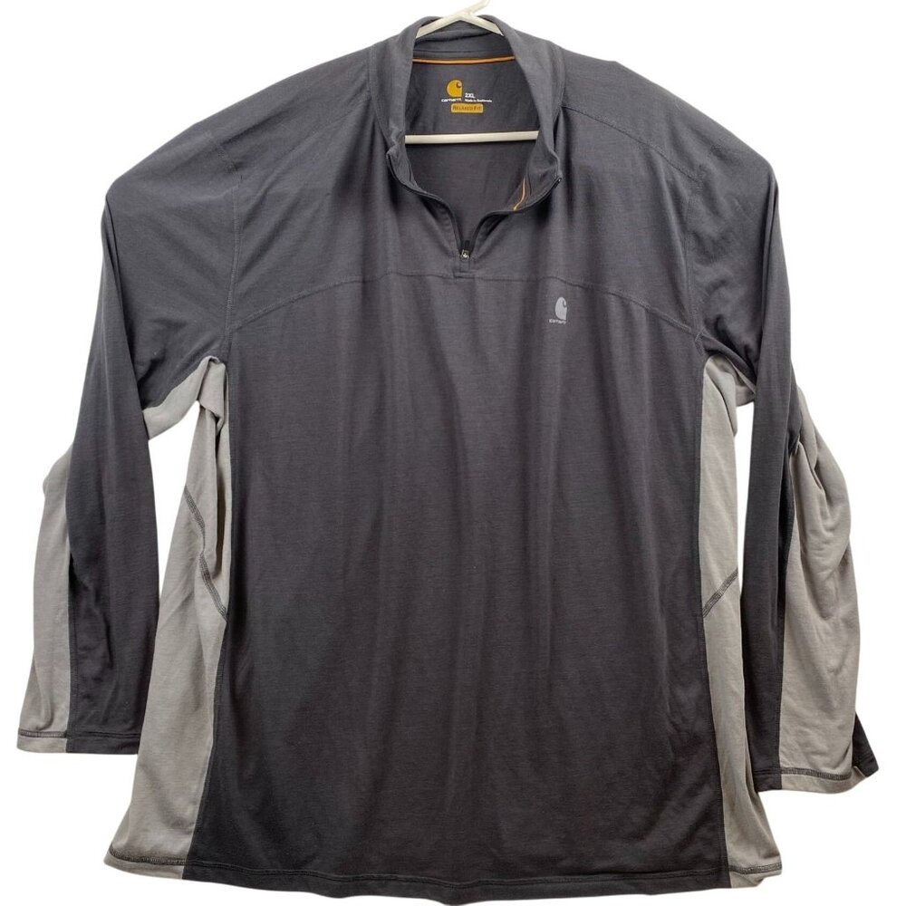 Carhartt Men Athletic Sweatshirt 2XLQuarter Zip Relaxed Long Sleeve Lightweight
